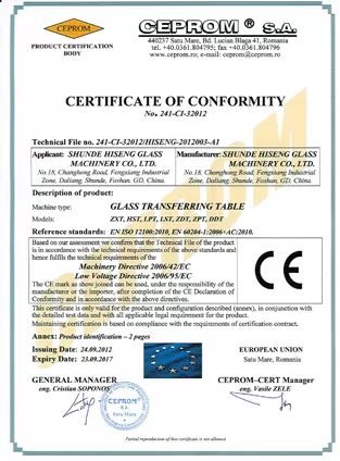 tcf glass transferring table